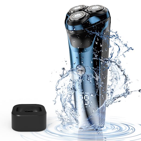 Digital Elektrisk Rakapparat för Män Vattentät Sladdlös Torr Våt Reseskägg Rakapparat Med Pop Up Sidoburns Trimmer, USB Laddningsbar（Silvery）