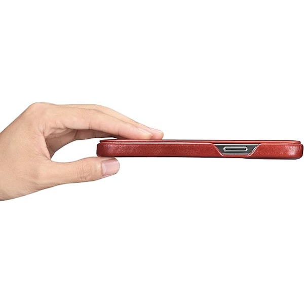 Läderfodral Kompatibelt med iPhone 13 mini - Vintage Stil Äkta Läder Flip Fodral Design - Inbyggd Magnetisk Stängning