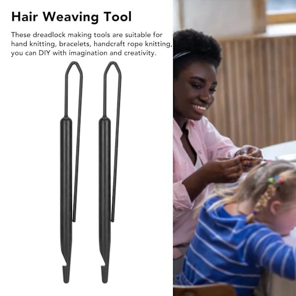 2 st Dreadlock virknål Dubbeländad Stark Plast Anti Slip Dreadlock Interlocking Verktyg för Frisyrer DIY