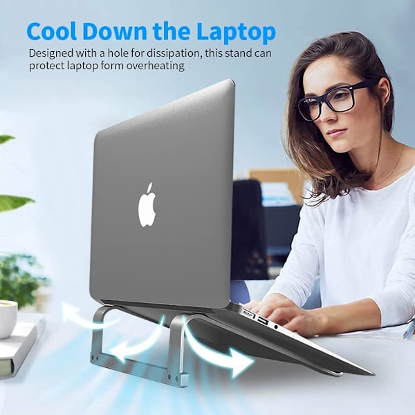 Ergonomiskt laptopställ med stabil kylningsdesign, justerbar höjd för bekväm visning, passar 12-16 tums bärbara datorer, perfekt för grey