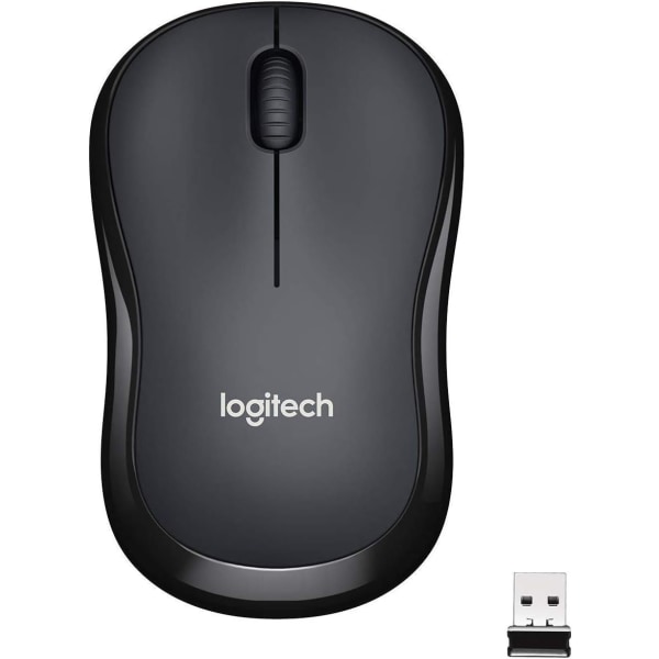 Logitech M220 SILENT Trådløs Mus, 2,4 GHz med USB-mottaker, 1000 DPI optisk sporing, 18 måneders batteri, Ambidextrous, Kompatibel med PC, Mac, Bærbar PC Black