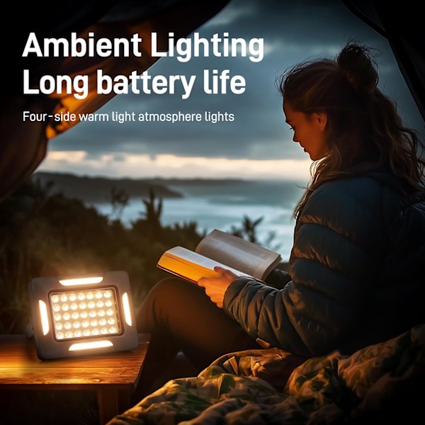 2000LM Himmennettävät LED-aurinkoleirivalot - Magneettinen IP67 Vedenpitävä 5 tilaa ja jalusta sisä- ja ulkokäyttöön Black