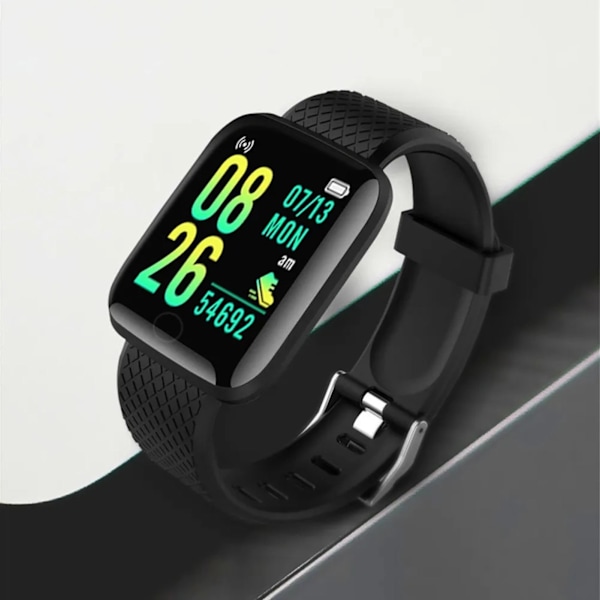 116 Plus Smart Watch 1,3 tums TFT färgskärm IP67 Vattentät Sport Smart Watch med Bluetooth meddelandepåminnelse Black