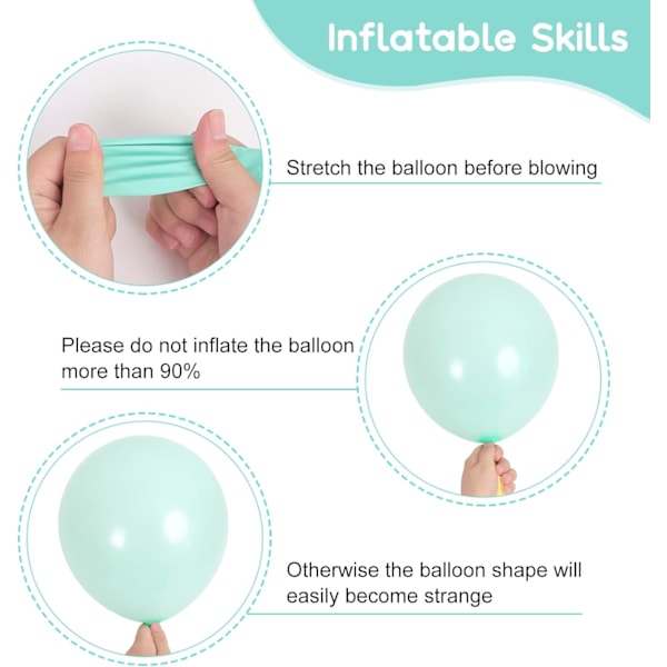 129stk Mintgrønne Ballonger Ulike Størrelser 18 12 10 5 Tommer Makani Blå Ballongbue Girlandersett, Pastell Mintgrønne Ballonger Til Bursdag Baby Shower Makani Blue