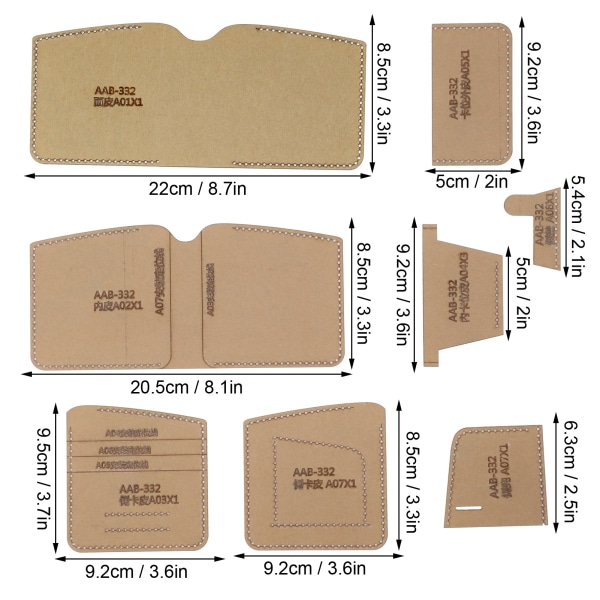 Kort plånbok akryl mall väska gör stencil DIY mönster klar läderhantverk verktyg