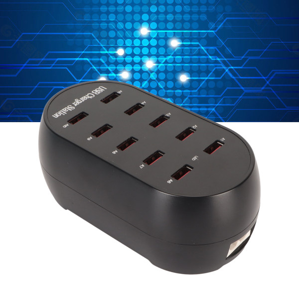 Multi Port USB Hub-oplader 100-240V 50W 5V 2.4A Sikkerhedsgaranti 10 porte USB-opladerstation til telefon, tablet, bærbar computer, EU-stik