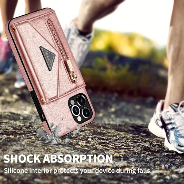 Plånboksfodral Crossbody för iPhone 11 med Snodd, Kreditkortshållare, PU Läder Skyddande Handväska Dragkedja Plånbok Ställ