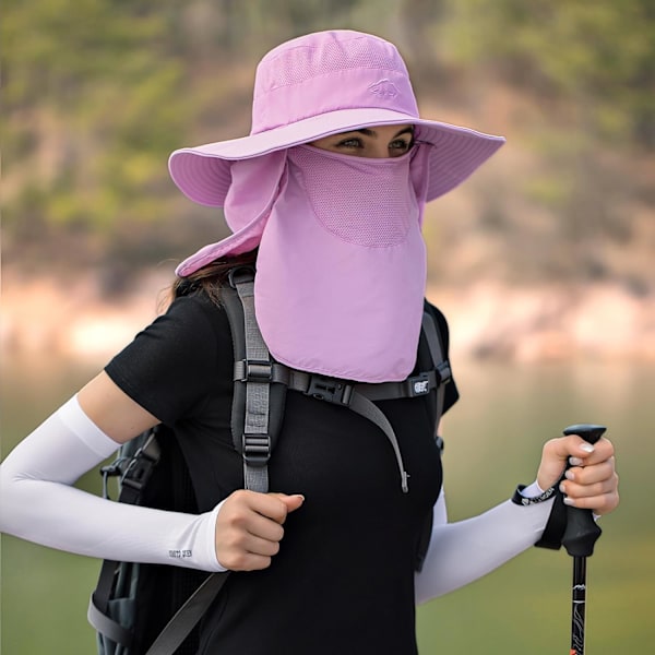 Solhattar för män och kvinnor Fiskehatt UPF 50+ Andningsbar bredbrättad sommar UV-skyddande hatt Purple