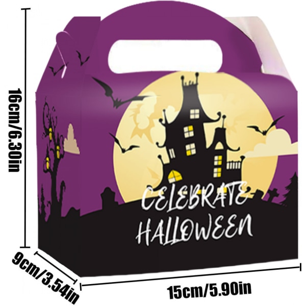 6 st Halloween godislådor, godislådor Papperspresentförpackningar för presenttillbehör till Happy Halloween Party (15*9*16cm)