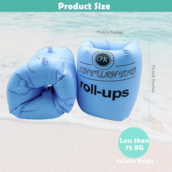 Dubbla Luftkuddar Uppblåsbara Armpuffar - Simarmringar för Barn 3 - 5, Småbarn & Vuxna, Perfekt Sommarpool Tillbehör blue 17*17cm