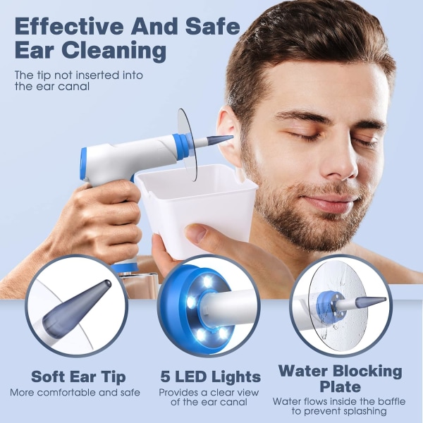 Ear Wax Removal, Electric Ear Cleaning Kit with Light, Ear Irrigation Kit with 4 Pressure Modes, Safe and Effective Ear Flush Kit with Ear Cleaner -