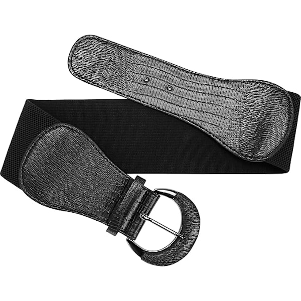 Brett PU Elastiskt Stretch Tjockt Spänne Midjebälte black