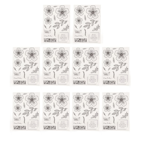 10 kpl Kirkkaat postimerkit kukkalehtikuvio Uudelleenkäytettävät TPR DIY -koristeleimat korttien tekemiseen scrapbookingissa
