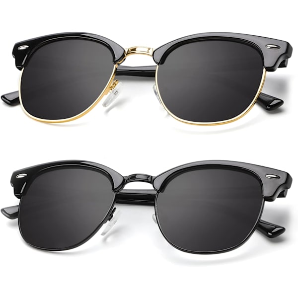 Polariserade solglasögon för män och kvinnor Halvramfria bågar Körsolglasögon UV-skydd 2Black Rim