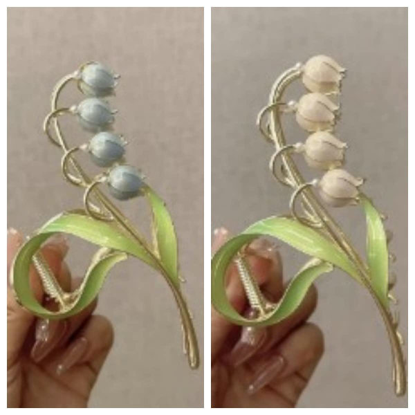 Hårklämma för kvinnor Blomma 2 st Stora orkidéer halkfria starka metall flerfärgade hårfästen Orchids