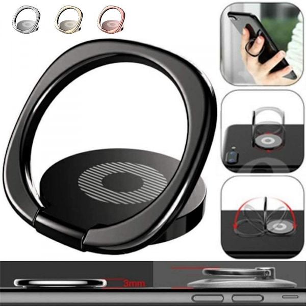 Mobiltelefon Ring Holder Fingerstøtte Drejer 360° Grader & 180° Grader Justerbar for at Passe Dine Behov Hjælper med at Stabilisere Telefonen til Sel