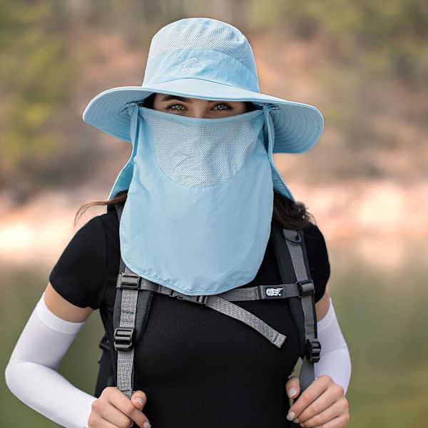 Solhattar för män och kvinnor Fiskehatt UPF 50+ Andningsbar bredbrättad sommar UV-skyddande hatt Blue