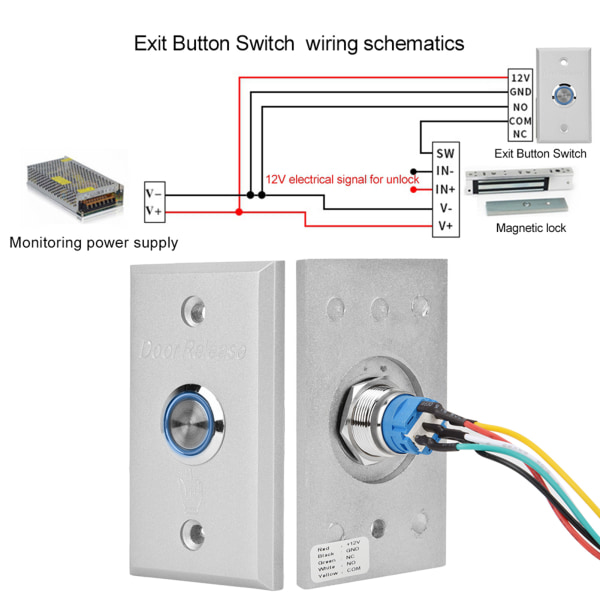 Dør adgangskontrol system exit knap dør tryk release switch med indikator lys