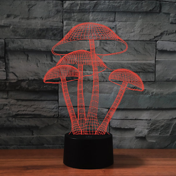 3D soppnattlyslampe illusjon 7 farger skiftende berøringsbryter borddekorasjonslamper akryl flat ABS-base USB-kabel bursdagsgaveleker