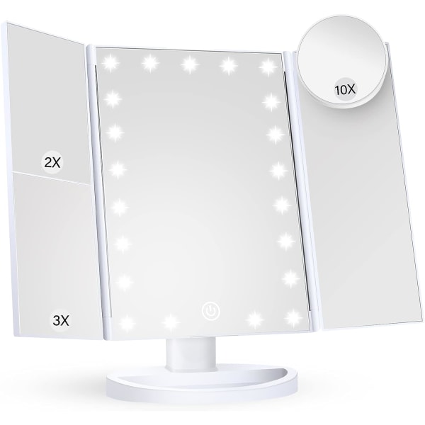 Sminkspegel med ljus upplyst sminkspegel Bärbar LED sminkspegel (vit)