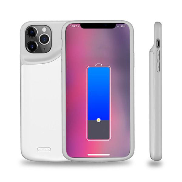 Batterifodral för telefon 6000mah 4 LED-indikator Inbyggt smart chip Bärbart telefonladdningsfodral för iPhone 11 White