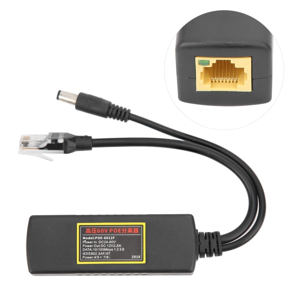 Høytrykks 60V POE-splitter for 10/100M dataoverføring Ethernet for små nettverksenheter