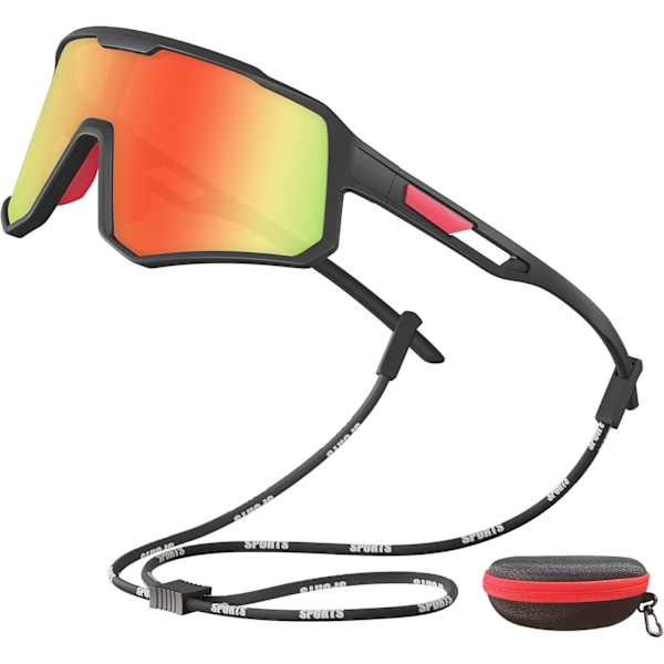 Cyklingglasögon för Män Kvinnor Ungdom Polariserade Sport Solglasögon UV400 Skydd TR90 Superlätt Ram Glasögon för Cykling Löpning F red