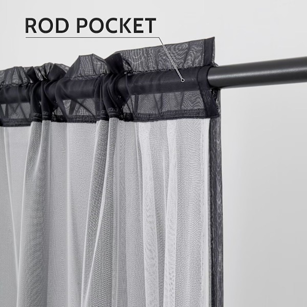 2-lagers Vattentäta Skira Gardiner för Uteplats - Ljusfiltrerande Mesh-nätgardiner, 2 Paneler Vita 132B x 213L cm, Idealiska för Veranda black 54"W x 84"L (Pack of 2)