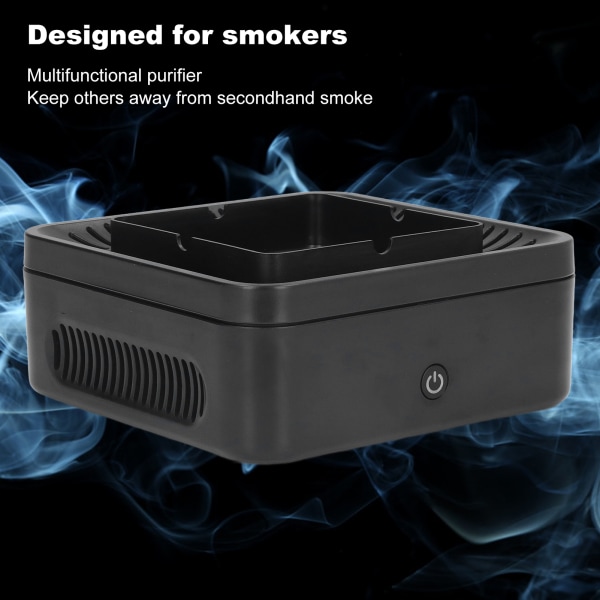 Rökfri askkopp grå hemmakontor skrivbord USB-laddning stor luftvolym negativ jon askkopp luftrenare