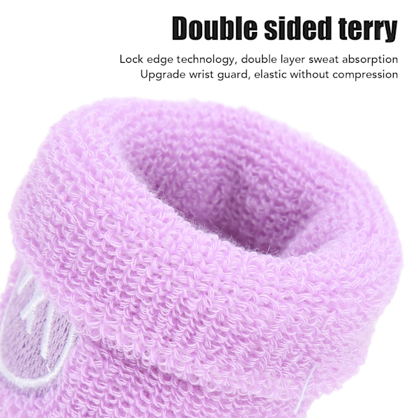 2 par håndleddsbånd Sports Basketball Svetteabsorberende Håndleddsbånd Polyester Bomull Atletisk Svettebånd for Menn Kvinner Purple