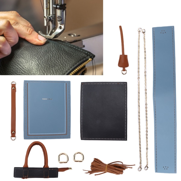 DIY virkad väska Handgjord Handväska i moderiktig stil Legering konstläder för hantverksälskare Blue