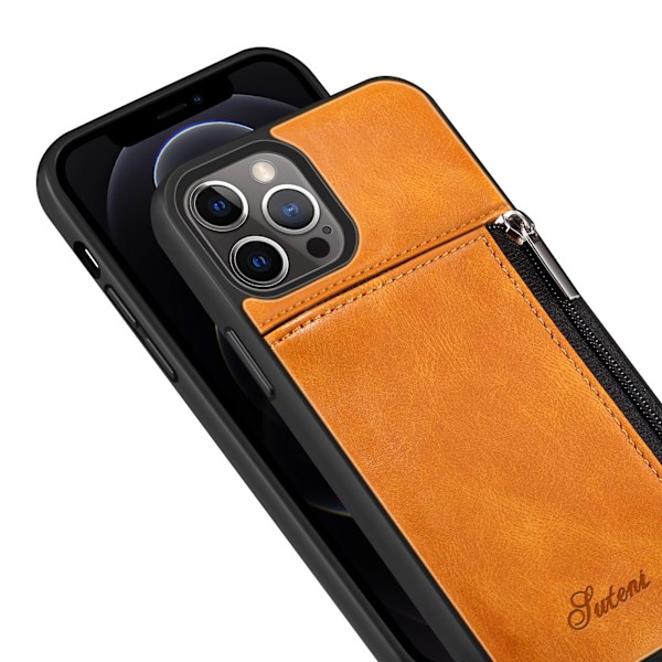 Plånboksfodral för iPhone 12/12 Pro, Slim PU Läder Baksida Skyddande Fodral Kortfack