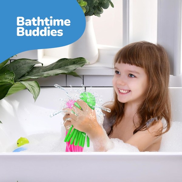 3PK Squishy Blæksprutte Vandbolde - Sensorisk Bade- og Poollegetøj til Børn, Stress Relief Squeeze Legetøj, Badekar & Svømmesjov, Pink Blå G