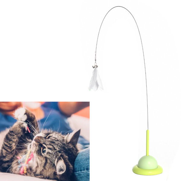 Katt Leksak Elastisk Ståltråd Spö Leksak Fjäder Spö Stång Katt Leksak för Uttråkade Inomhus Katter Jaga och Träna Yellow