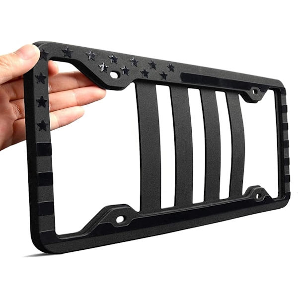 Silikone Amerikansk Flag Nummerplade Ramme med Relief 3D Stjerner på Sort Matte Covers til Bil Lastbil SUV