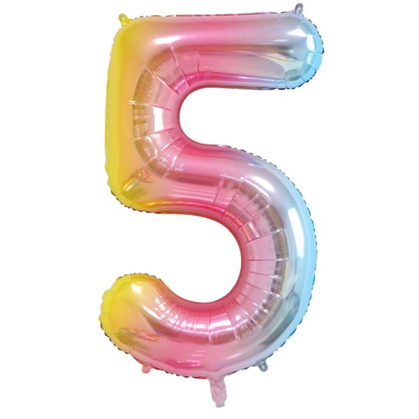40 tum stora regnbåge nummer 5 folie mylar helium ballonger för födelsedagsfest firande dekoration