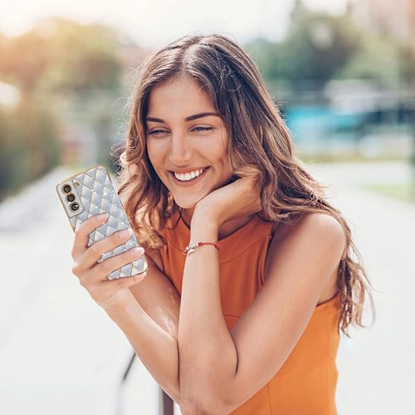 Samsung Galaxy S21 Plus 5G Skal Pläterad Glittrig Lyx Diamantgaller Fodral för Kvinnor Flickor Kameralinsskydd Stöttålig Mjuk