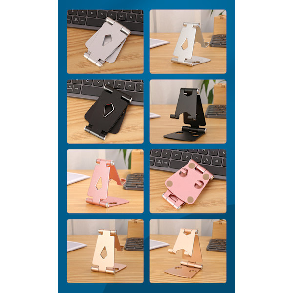 Stativ for Vinkel Høydejusterbart Skrivebord Solid Aluminium Metall Telefonholder for iPad, Alle Android Smarttelefoner, Skrivebord