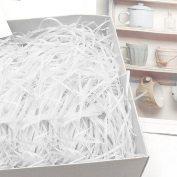 Pappersstrimlare Fyllning Utsökt Ljusa Färger Luktfri Raffia Fyllning Presentförpackning Stoppning för Presentförpackning Dekoration White 100g