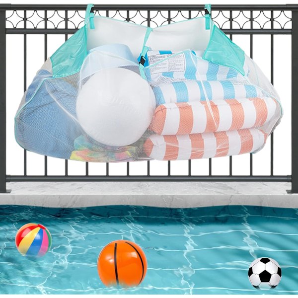 Foldbar Pool Opbevaringspose - Vandtæt Mesh Organizer til Pool Legetøj, Flydere & Tilbehør, Hængende eller Bærende, Stor Kapacitet, Grøn green