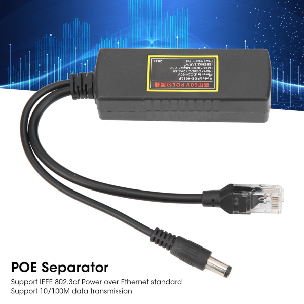Høytrykks 60V POE-splitter for 10/100M dataoverføring Ethernet for små nettverksenheter