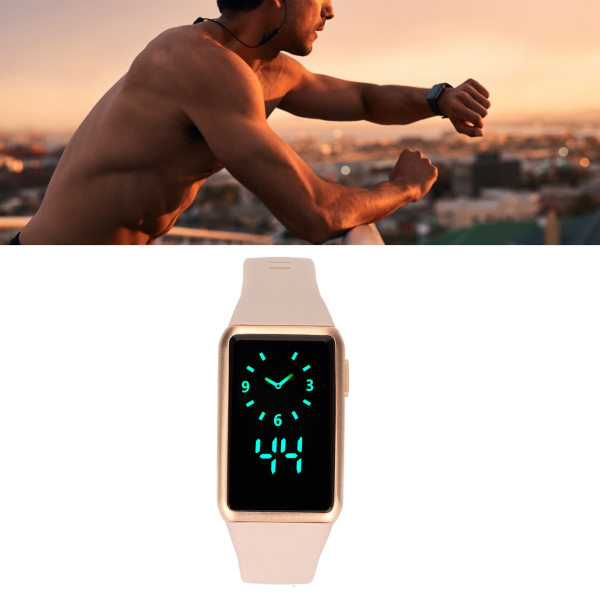 Smart Watch Alloy Silikone Glas 210mah 30m Vandtæt LED Fitness Watch til familievenlige kolleger Pink
