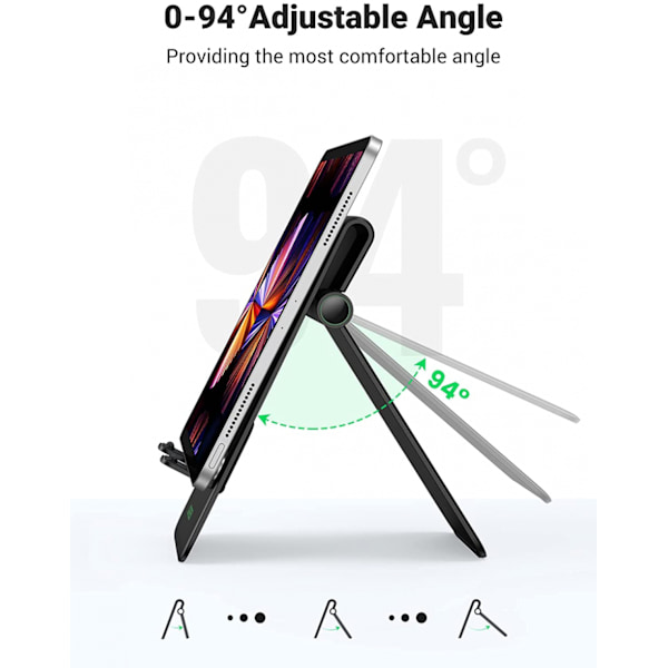 Justerbart Tabletstativ Telefonhållare Vikbart iPad Galaxy Tab Huawei MatePad Surface (Svart)