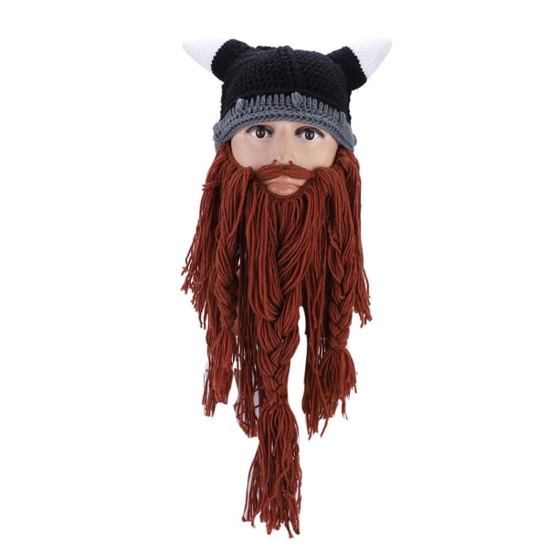 Vinter Varm Pirate Horn Style Strikket Hæklet Slouch Baggy Beret Beanie Hat Kasket Brun