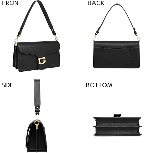 Små Crossbody-väskor för Kvinnor - Crossbody-väska i Läder Trendig Crossbody-handväska Svart Axelväska Elegant Satchel Handväskor Designer black