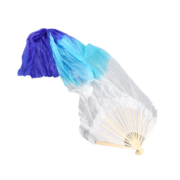 1 par långa dansfläktar mjuka vackra klassiska dansfläktar för magdansuppträdande lärande 1,5 m Lake Blue and Royal Blue