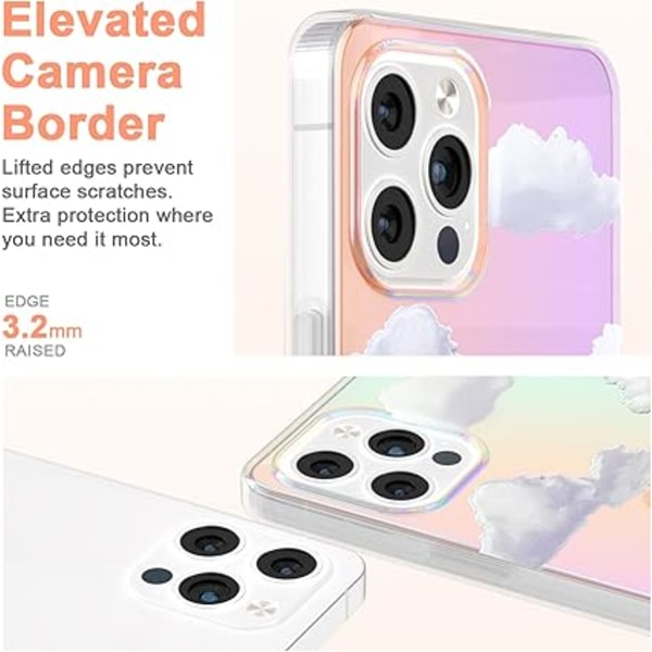 Designat för iPhone 13 Pro Max Skal 6.7 Tum 2021, Kvinnor Klart Färgglatt Moln Estetiskt Färg Himmels Sött Slim Mjuk TPU Stötsäkert Stötfångare