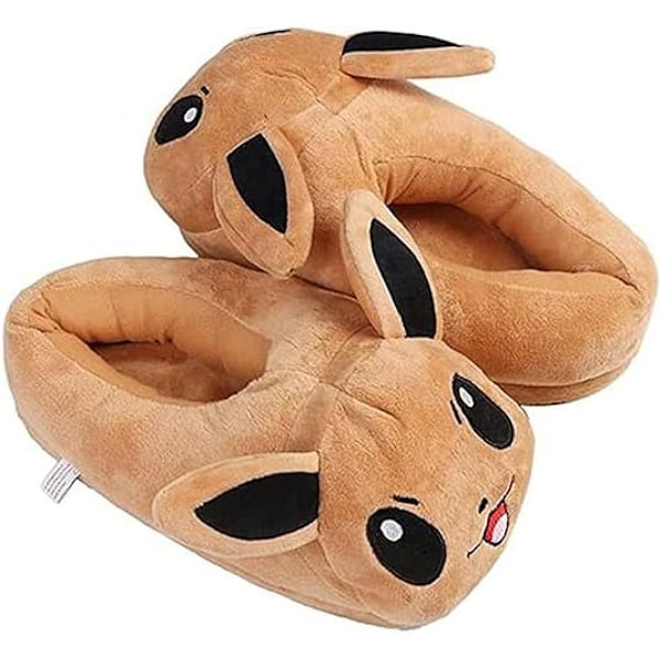 Tecknad brun söt Eevee plyschtoffla hemtoffla anime bomullstoffla vintertoffla