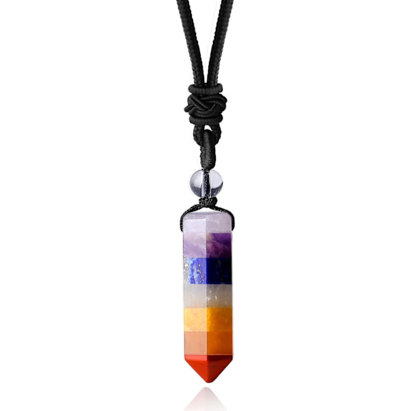 Krystal Halskæde til Mænd Kvinder Justerbar Reb Hexagonal Punkt Healing Krystal Naturlig Sten Vedhæng Halskæder Ædelsten Smykker 7 Chakra