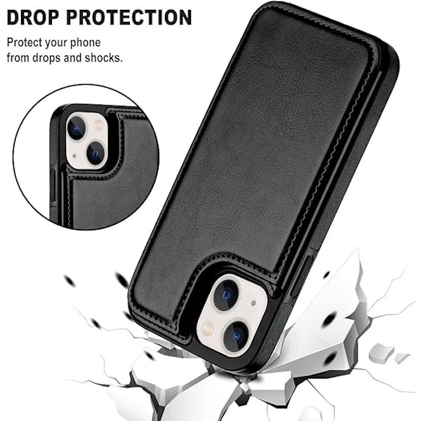 Designat för iPhone 13 Plånboksfodral, Mjukt PU Läder Kortfodral med Ställ Slim Flip Fodral för iPhone 13 6.1 Tum (Svart)